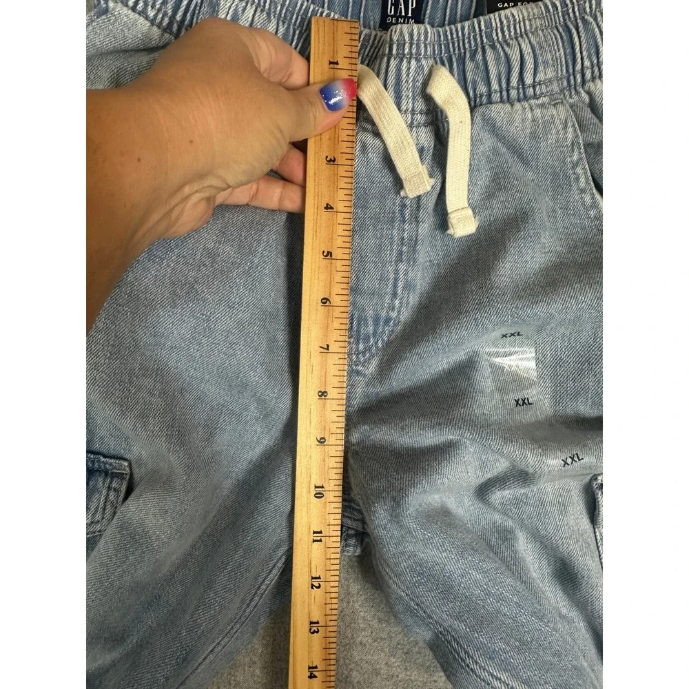 Gap Easy Wide-Leg Pull-On Jeans Girls XXL Blue NWT Cargo Pockets Light Wash